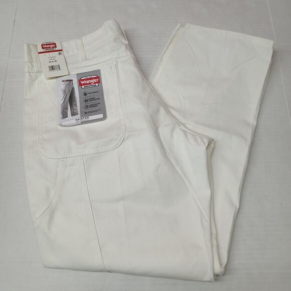Wrangler Workwear Painters Pants Relaxed Fit Men's Size 34x30 White Tool Pockets - Picture 1 of 7